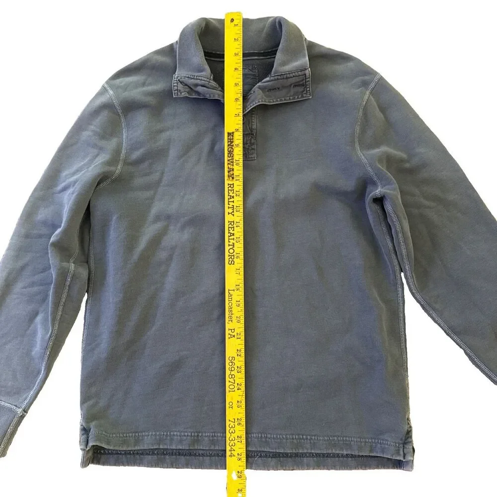 J Crew Henley Broken In Fleece Sweatshirt Mens Sz M Grunge Gray Cotton Popover